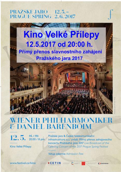 Přímý přenos slavnostního zahájení Pražského jara 2017 - Kino Velké Přílepy