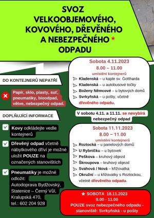 Svoz velkoobjemového odpadu - leták
